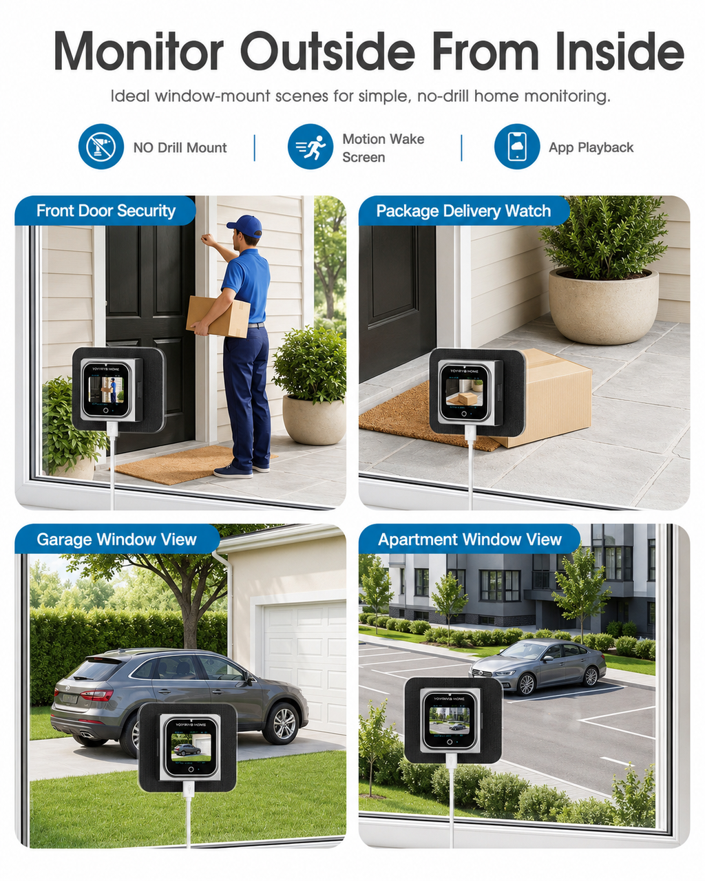 YOYIRYB HOME W1 3K Window Security Camera with 2-Inch Display