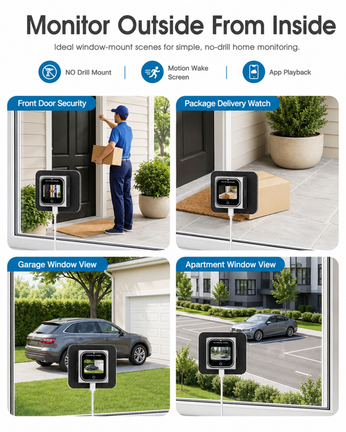 YOYIRYB HOME W1 3K Window Security Camera with 2-Inch Display