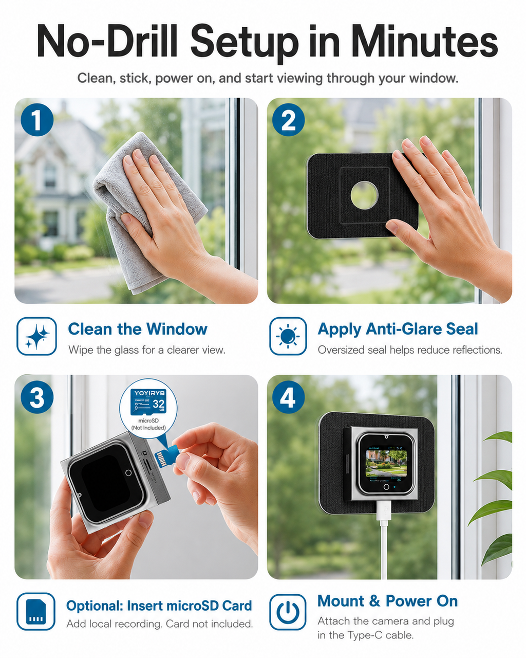 YOYIRYB HOME W1 3K Window Security Camera with 2-Inch Display